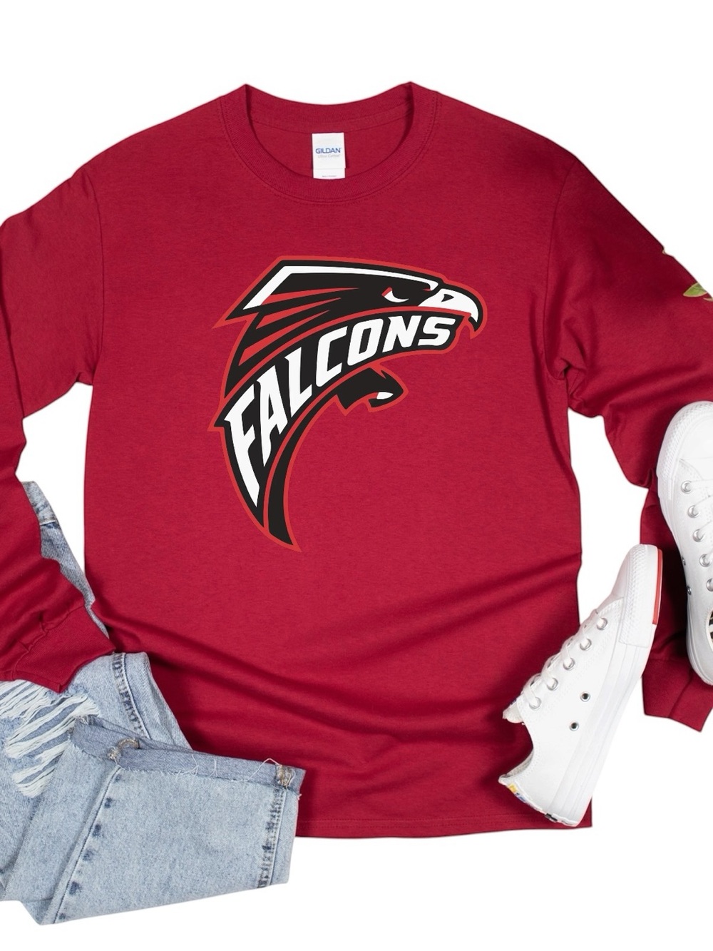 Atlanta Falcons Black long sleeve t-shirt  faux rhinestone unisex S M L XL